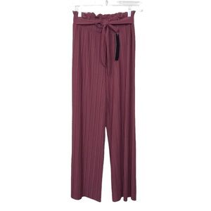 New Mix Pink Hi Rise Crop Pleated Wide Leg Pants NWT One Size